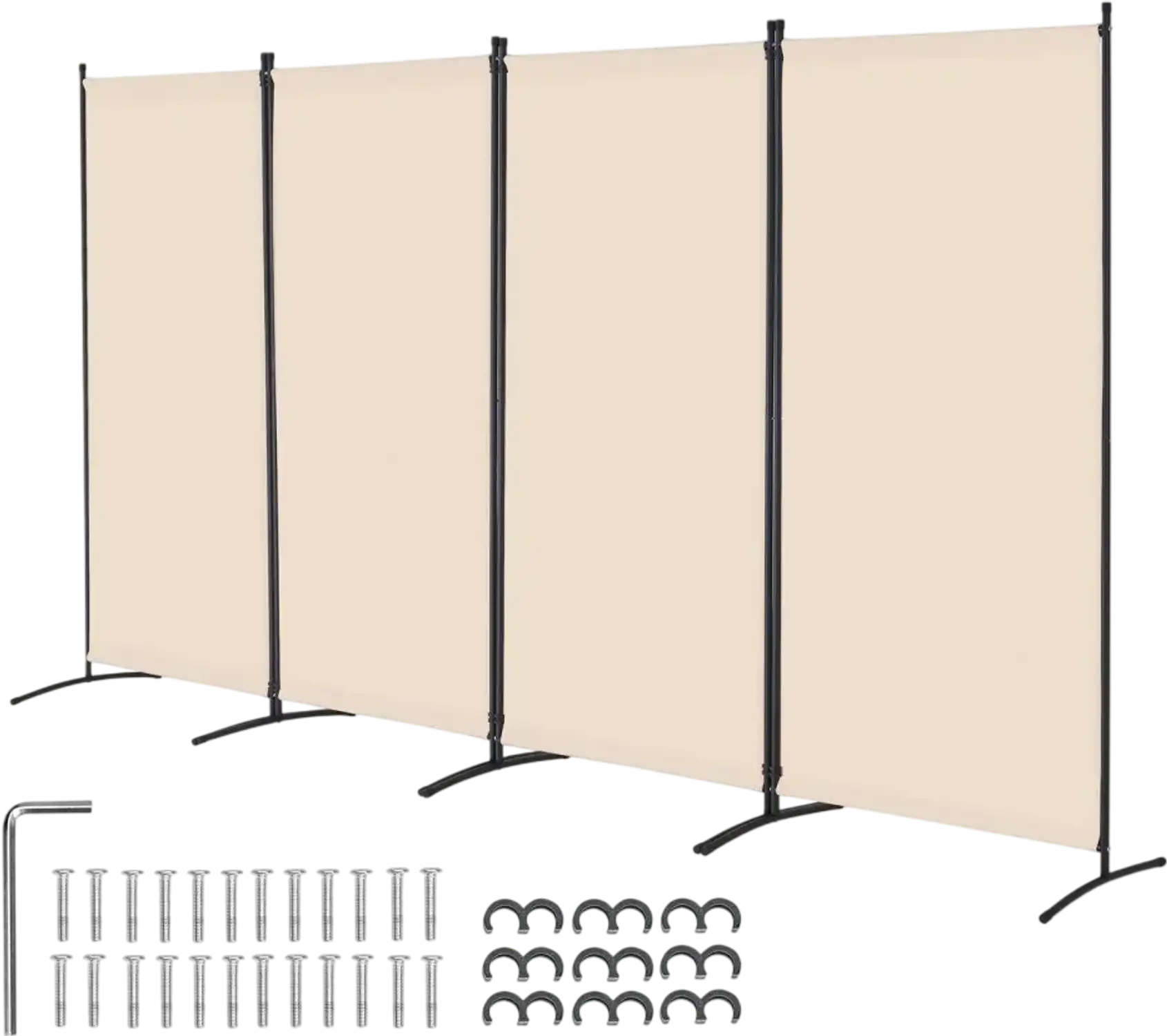Vevor Room Divider 4-Panel Folding Privacy Screen Beige 136.4