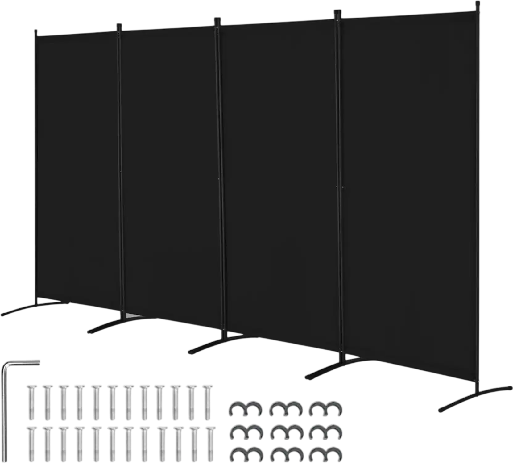 Vevor Room Divider 4-Panel Folding Privacy Screen Black New