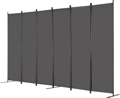 VEVOR Room Divider, 6 Panel Room Divider, Folding Privacy Screen and Portable Partition Divider for Room Separation, Freestanding Room Partitions for Office, Bedroom, Study, Grey