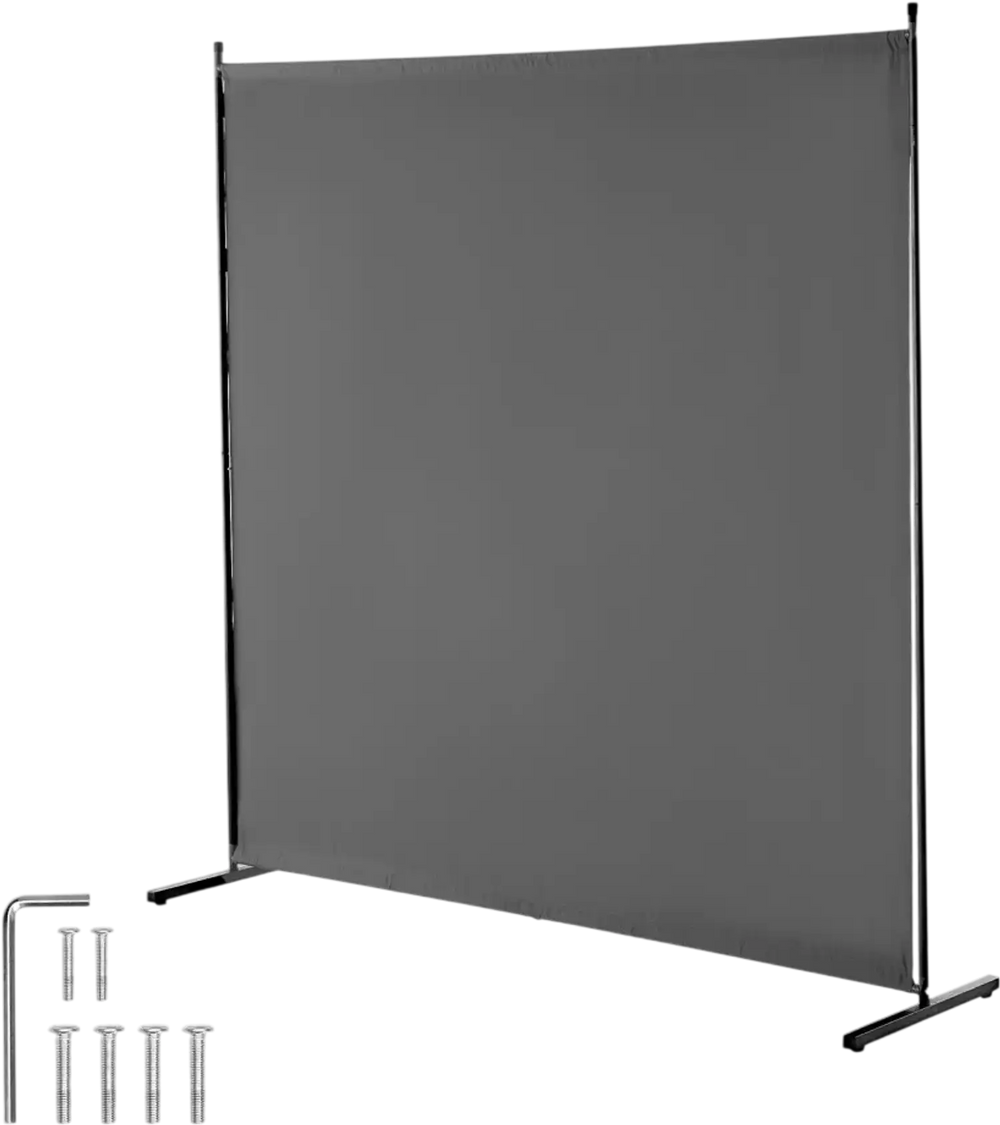 VEVOR Room Divider, Single Panel Room Divider, 6FT Privacy Screen Indoor, Partition Divider for Room Separation, Freestanding Room Divider Panel for Office, Bedroom, Grey