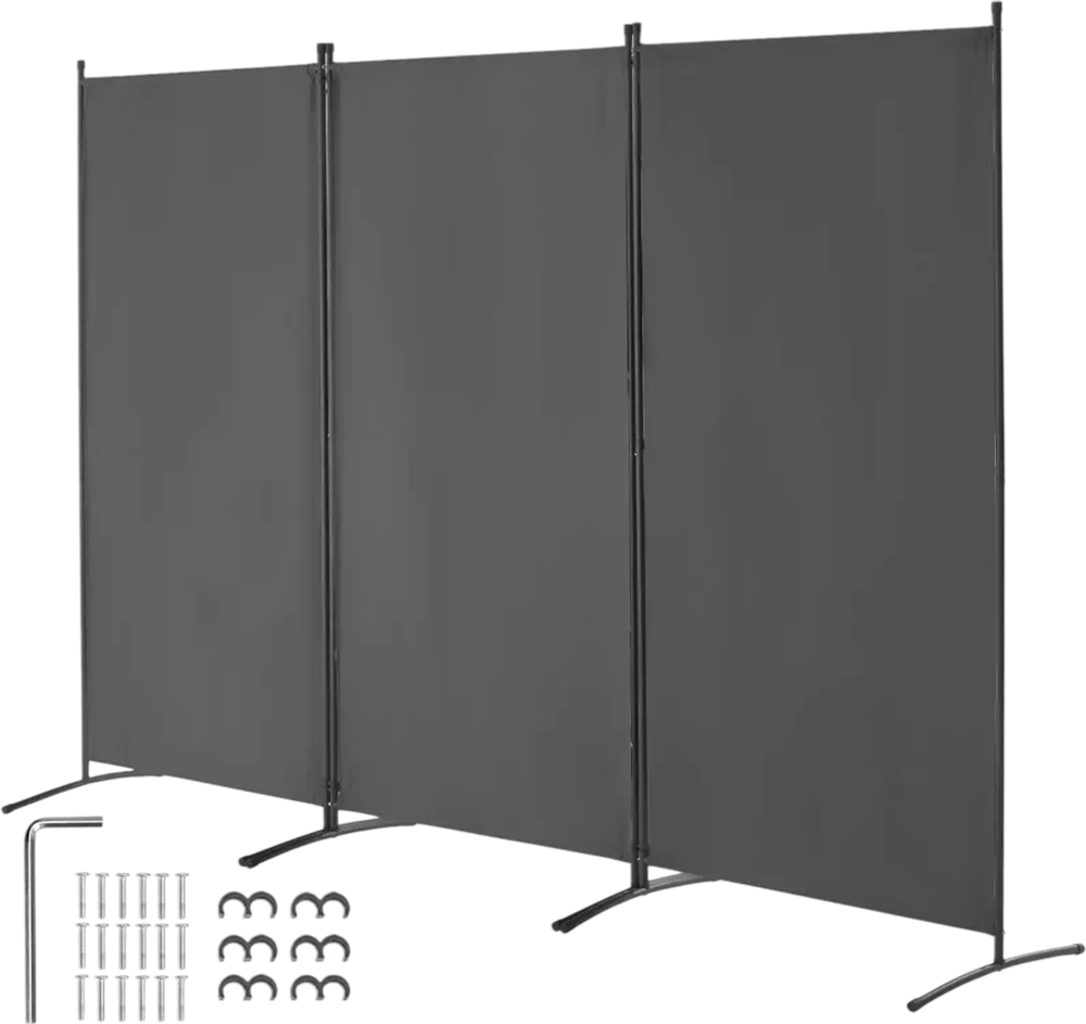 VEVOR Room Divider, 3 Panel Room Divider, Folding Privacy Screen and Portable Partition Divider for Room Separation, Freestanding Room Partitions for Office, Bedroom, Study, Grey