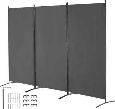 Vevor Room Divider 3-Panel Folding Privacy Screen Gray New