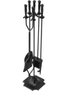 VEVOR Fireplace Tool Set, 5 PCS Fire Tool Set and Holder with Five-Prong Stand, Tongs, Ash Shovel, Brush, Fire Place Poker, Wrought Iron Fireplace Accessories for Campfire Indoor/Outdoor, Black