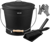 VEVOR Ash Bucket, 4 PCS with Lid, Shovel, Broom and Gloves, Metal Fireplace Charcoal Bucket and Ash Can, 2.6 GAL Large Capacity for Fireplace, Fire Pits, Wood Burning Stoves, Indoor and Outdoor