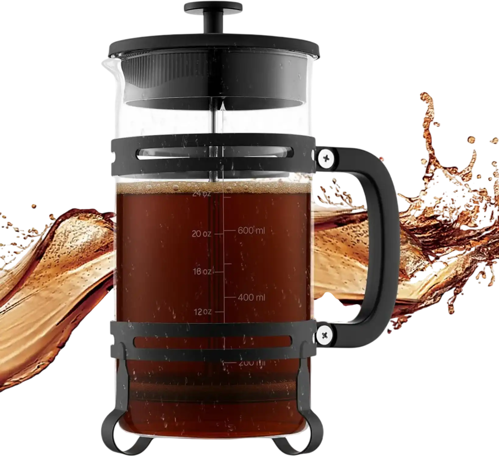 Vevor French Press Coffee Maker 34 oz Borosilicate Glass Silver New
