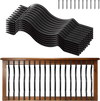 VEVOR 61 Pack Deck Balusters, 32.28 x 1 in Metal Railing Spindles, Galvanized Steel Decking Stair Balusters with Screws, Stylish Wavy Design for Outdoor Deck, Porch & Staircase Railing Fence, Black