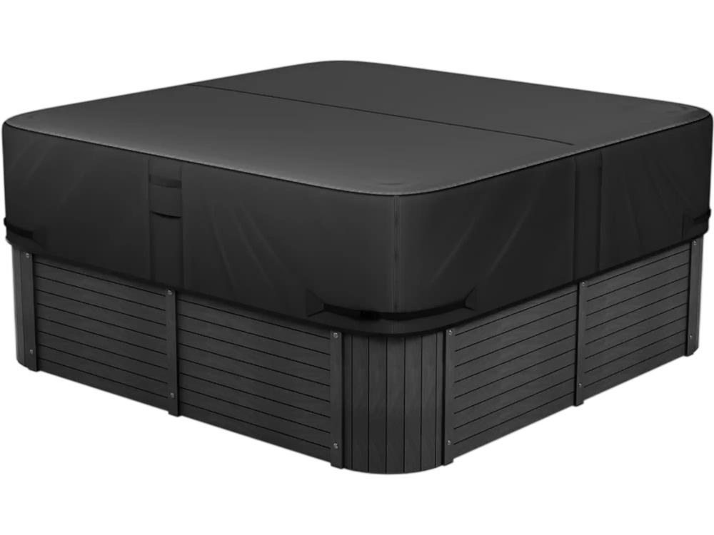 VEVOR Outdoor Hot Tub Cover, 93 x 93 x 20 Inch Weatherproof and Waterproof Hot Tub Cover Protector, 600D Heavy Duty Oxford Fabric and 950N Tearing Strength, Square Spa Covers for Hottub, Black