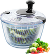 VEVOR Glass Salad Spinner, 4.75Qt, One-handed Easy Press Large Vegetable Dryer Washer, Lettuce Cleaner and Dryer with High Borosilicate Glass Bowl Lid, for Greens, Herbs, Berries, Fruits, No BPA