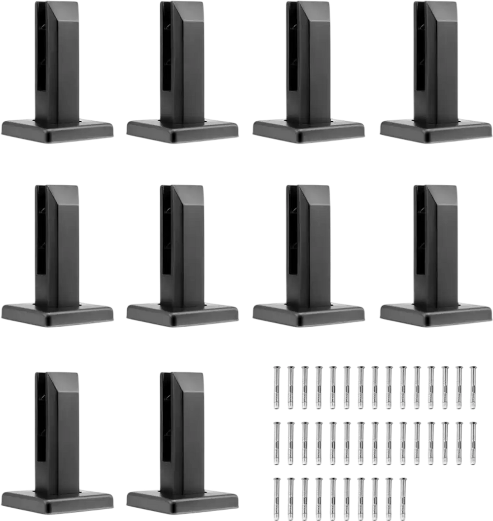 VEVOR Glass Clamp, 10 PCS Square Glass Railing Bracket for 0.31 "-0.47 " Tempered Glass, 304 Stainless Steel Glass Mounting Clamp, 0.12” Thick Glass Shelf Bracket for Balcony, Garden, Deck, Stair
