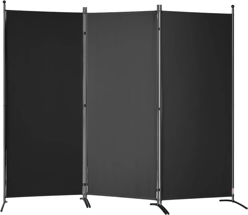 VEVOR Room Divider, 6.1 ft Room Dividers and Folding Privacy Screens (3-panel), Fabric Partition Room Dividers for Office, Bedroom, Dining Room, Study, Freestanding, Black
