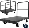 VEVOR Drywall Cart Dolly, 1800 lbs Load Capacity, 2-in-1 Steel Panel Truck Cart with 5 inch Swivel Casters, 36 x 24 inch Platform Truck with 3 Side Handrails for Factory, Warehouse, Garage, Black