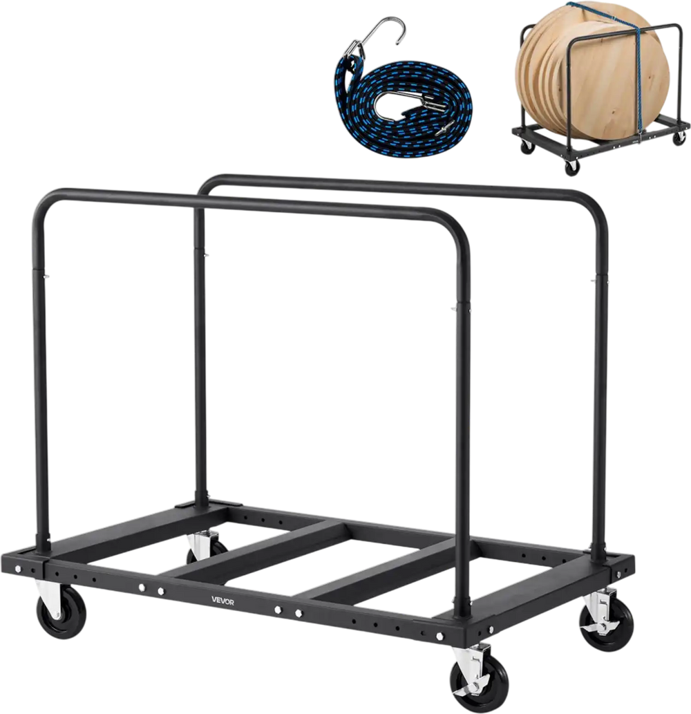 VEVOR Drywall Cart Dolly, 1800 lbs Load Capacity, Steel Panel Truck Cart with 5 inch Swivel Casters, Lumber Drywall Dolly with Tie-Down Strap & 2 Side Handrails for Factory, Warehouse, Garage, Black