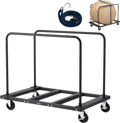 VEVOR Drywall Cart Dolly, 1800 lbs Load Capacity, Steel Panel Truck Cart with 5 inch Swivel Casters, Lumber Drywall Dolly with Tie-Down Strap & 2 Side Handrails for Factory, Warehouse, Garage, Black