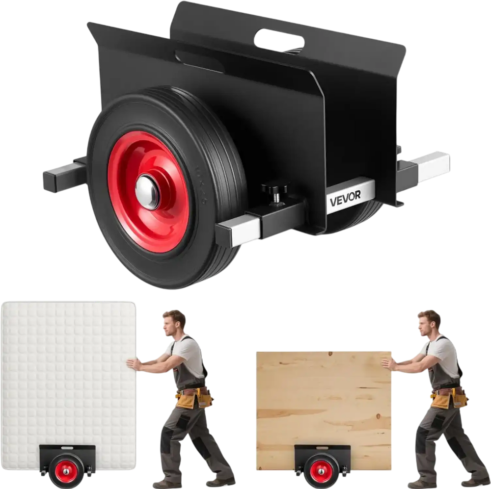 VEVOR Panel Dolly, 1000 lbs Load Capacity, Drywall Mover with 10 Inch Rubber Wheels Fits Different Terrain, Adjustable Clamp Panel Cart for Steel Panels, Mattress, Doors and Drywall Sheet, Black