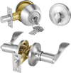 VEVOR Entry Door Locksets with Deadbolt, 5 Pack Satin Nickel Entry Lever and Single Cylinder Deadbolt, Keyed Alike Combo Pack, Fit for 1-3/8" to 1-3/4" Door Thickness, for Entrance and Front Door