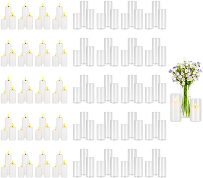 Vevor Vase Pillar Candles and Glass Vases Set 120 Pcs New