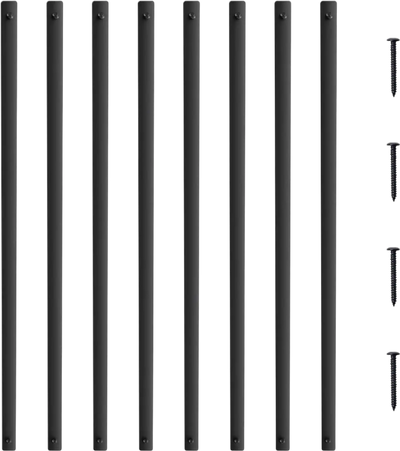 VEVOR Staircase Metal Balusters, 29.5'' x 1'' Flat Aluminum Alloy Decorative Banister Spindles, 51 Pack Deck Baluster with Screws, Classic Hollow Deck Railing Satin Black Powder Coated for Porch
