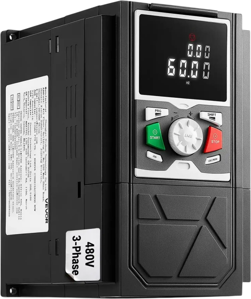 VEVOR 7.5HP 5.5KW 14.6A Variable Frequency Drive, 3-Phase AC480V Input/Output, 3 Phase to 3 Phase, 0–500Hz Output VFD, V/F SVC Control Modes for Precision Motor Speed Control