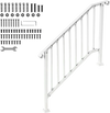 VEVOR Handrails for Outdoor Steps, 3-4 Step Stair Hand Rail Kit, Transitional Carbon Steel Railings with Installation Kit, Stair Rails for Seniors, Concrete Steps & Porch & Deck, White Retro Arch