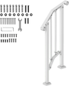 VEVOR Handrails for Outdoor Steps, 1-2 Step Stair Hand Rail Kit, Transitional Carbon Steel Railings with Installation Kit, Stair Rails for Seniors, Concrete Steps & Porch & Deck, White Retro Arch