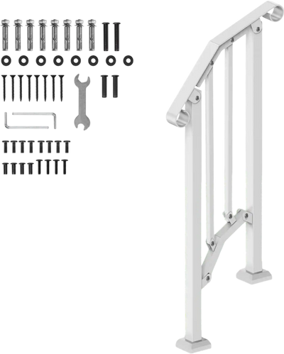 Vevor Handrail Outdoor Steps 1-2 Step Stair Rail Kit White Retro Arch New