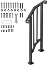 VEVOR Handrails for Outdoor Steps, 1-2 Step Stair Hand Rail Kit, Transitional Carbon Steel Railings with Installation Kit, Stair Rails for Seniors, Concrete Steps & Porch & Deck, Black Retro Arch