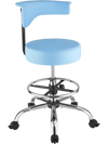 VEVOR Rolling Stool with Back Support, 500 lbs Weight Capacity, Height Adjustable, Thick Cushion Ergonomic PU Leather Seat, 360° Swivel Round Rolling Stool Chair for Dental, Salon, Clinic, Blue