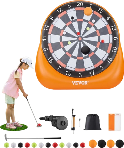 VEVOR Inflatable Soccer Dart Board, over 6 ft High Giant Soccer Dart Board with 4 Kick Balls, 12 Tennis and Air Pump, 3-Min Setup, Ideal for Giant Yard Games, Giant Kick Darts Game, Backyard Golf Game