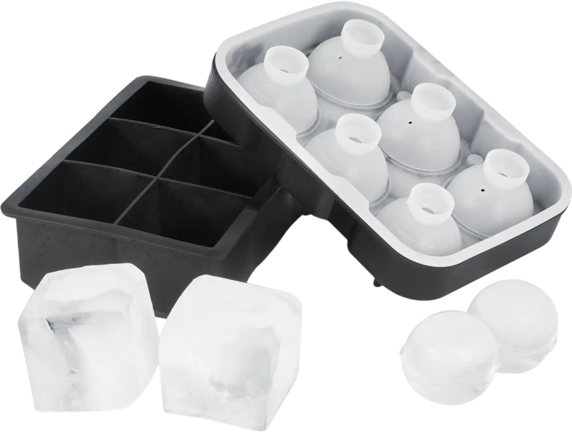 Vevor Ice Cube Tray Set of 2 2-in-1 Sphere and Square Mold with Lid New