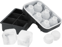 VEVOR Ice Cube Trays (Set of 2), 2-in-1 Combo with Silicone Sphere Ice Ball Maker & Large Square Ice Cube Maker with Lid, Reusable Easy Release BPA Free Ice Tray Set for Whiskey Cocktails Bourbon