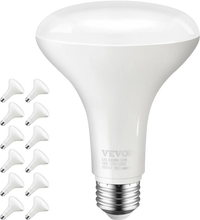 VEVOR BR30 Flood Light Bulb, 12 Pack LED Indoor Flood Lights, 850 Lumens LED Flood Light Bulbs, E26 Standard Base, 3000K Warm Light, 15,000 Hour Lifetime, Stepless Dimmable Recessed Can Light Bulbs