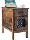 VEVOR Farmhouse End Table, Nightstand with Charging Station, 3 Tiers End Table with Storage Cabinet and 1 Drawer, Side Table with USB Ports and Outlets, Ideal for Living Room, Bedroom, Burlywood