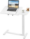 VEVOR Overbed Table 31.5"W x 15.7"D Mobile Bedside Table with Wheels White, for Home Office Bed Couch, Height Adjustable Rolling Laptop Desk, Portable Standing Cart with Tilting Desktop & Cup Holder
