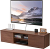 VEVOR Floating TV Stand, 60" Wall Mount Entertainment Center with Adjustable Shelf & Sliding Doors, 2 Tiers Floating TV Shelf with Storage Cabinet for DVD Player, Cable Box, Game Console, Walnut