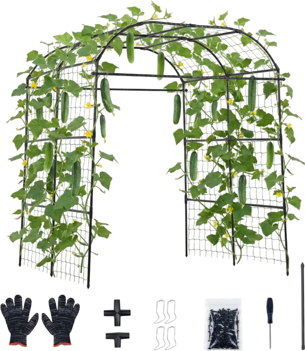 VEVOR Cucumber Trellis, U-Shape Garden Trellises for Raised Bed, Metal Wide Top Arch Plant Support for Vine, Climbing Plants, Peas, Beans, Zucchini, Tomato, Squash, Flower (71.26 x 64.96 x 82.68 in)