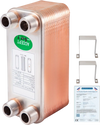 VEVOR Heat Exchanger 3\"x7.5\" 30 Plates Brazed Plate Heat Exchanger 316L 3/4\" MPT Heat Exchanger B12-30 Beer Wort Chiller for Hydronic Heating