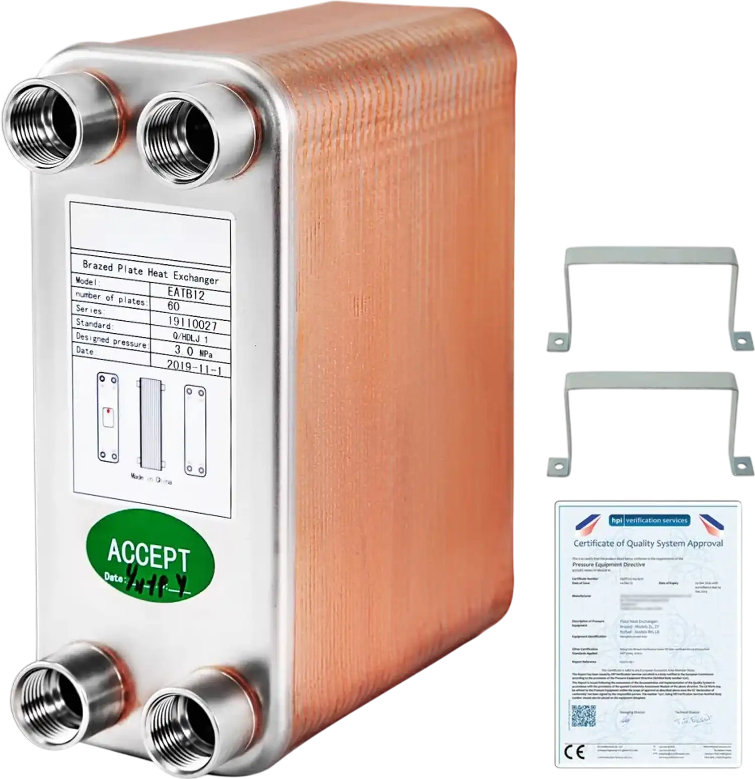 Vevor Heat Exchanger 60-Plate Brazed Plate Heat Exchanger New