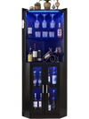 VEVOR Corner Wine Cabinet, Bar Cabinet with Ample Storage, Modern Buffet Sideboard with Glass Holder, Adjustable LED Brightness, Anti-Tip Strap, for Home Kitchen, Living Room, Dining Room, Black Wood