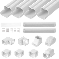 VEVOR Mini Split Line Set Cover 3-inch W 17.6Ft L, PVC Decorative Pipe Line Cover For Air Conditioner with 4 Straight Ducts & Full Components Easy to Install, Paintable for Heat Pumps, White