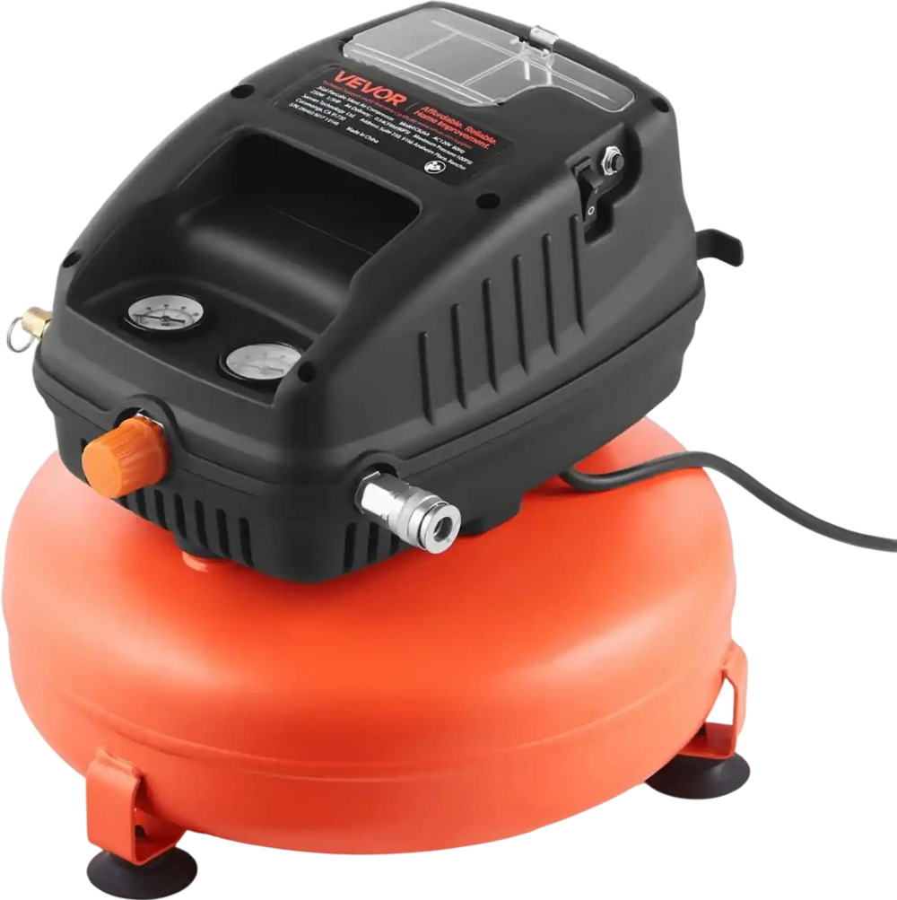 VEVOR 3 Gallon Air Compressor, 1/3HP 0.54CFM @ 90PSI Portable Pancake Air Compressor & 100PSI Max Working Pressure, Oil-Free Compressor Tank for Tire Inflation, Spray Painting, Woodwork Nailing, 120V