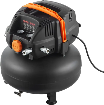 VEVOR 6 Gallon Air Compressor, 1.7HP 2.3CFM @ 90PSI Portable Pancake Air Compressor & 150PSI Max Working Pressure, Oil-Free Compressor Tank for Tire Inflation, Spray Painting, Woodwork Nailing, 120V