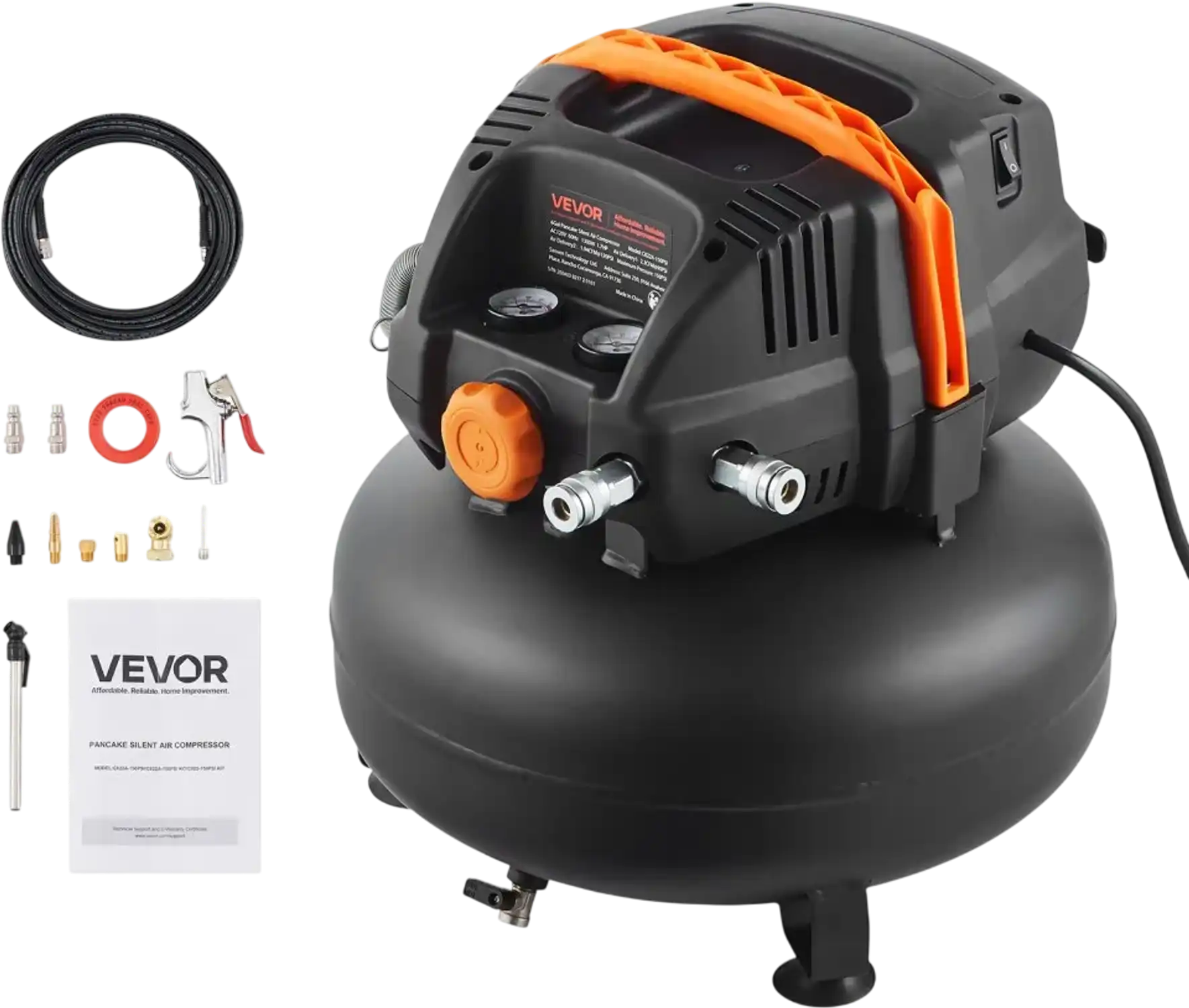 Vevor Air Compressor 150 PSI 6 Gallon Portable Pancake with 12-Piece Accessory Kit New