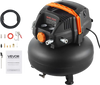 VEVOR 6 Gallon Air Compressor, 1.7HP 2.3CFM@90PSI Portable Pancake Air Compressor & 150PSI Max Pressure, 12-Piece Accessory Kit with 25FT Air Hose for Tire Inflation, Spray Painting, Woodwork Nailing