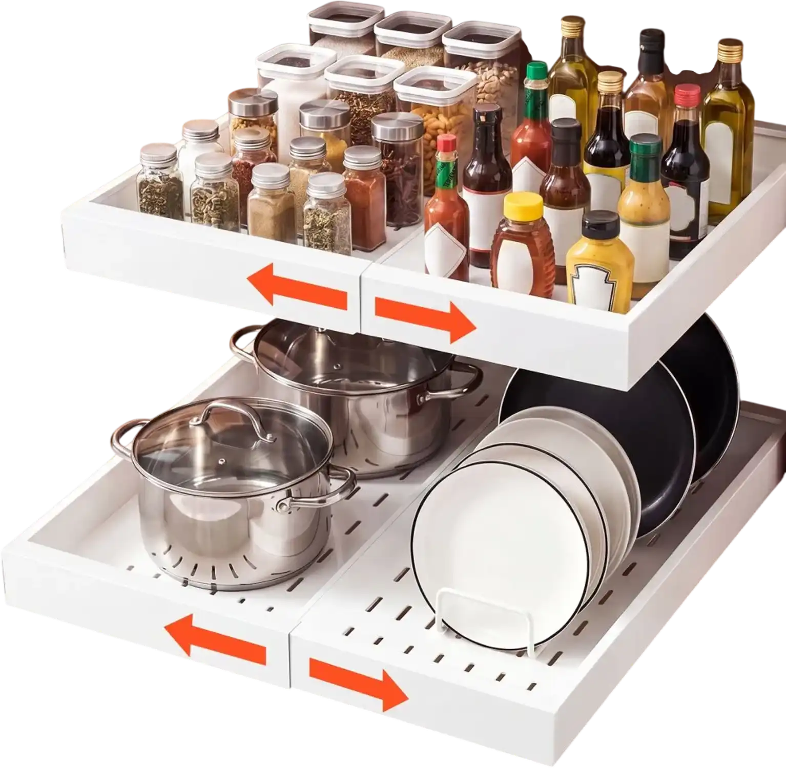 Vevor Pull-Out Basket Expandable Cabinet Organizer 2-Pack White New