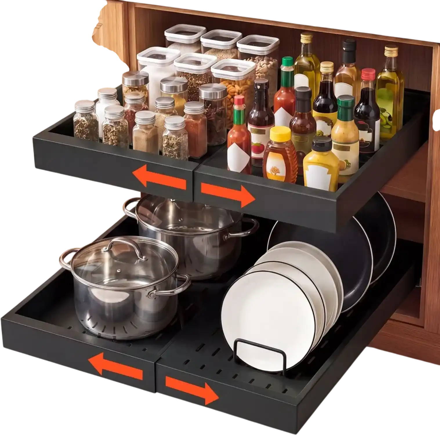 Vevor Pull Out Cabinet Organizer Expandable 2-Pack Sliding Drawer Shelf Black New