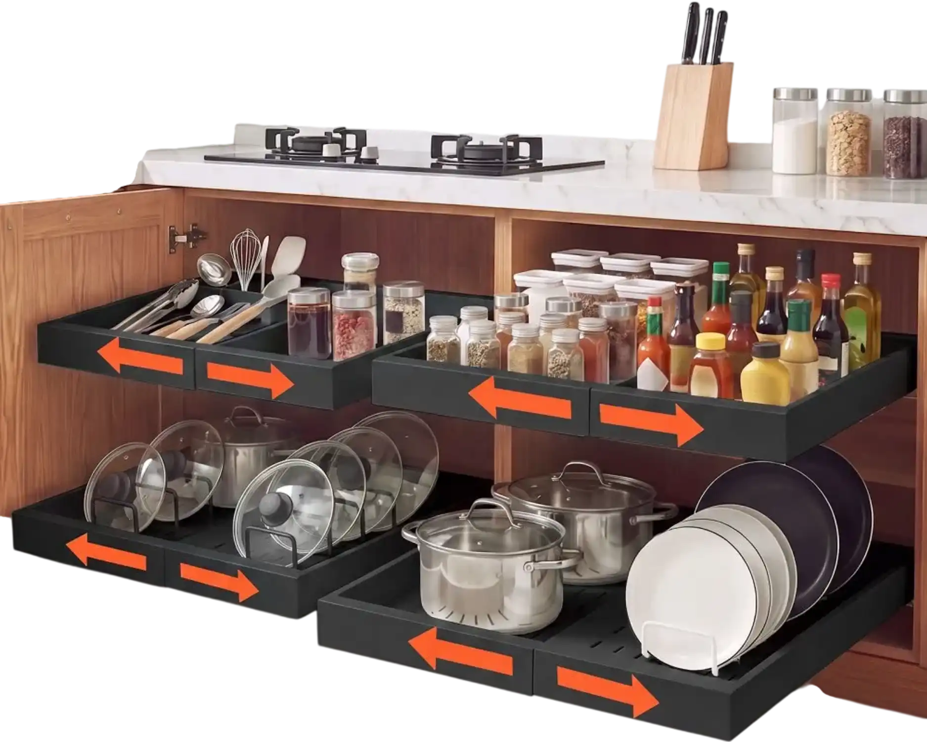 Vevor Pull Out Cabinet Organizer Expandable 4-Pack 12.2