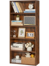 VEVOR 5 Tiers Narrow Bookshelf, 53 in Wooden Open Bookcase with Height-Adjustable Shelf, Freestanding Tall Display Storage Floor Bookcase Bookshelf for Library, Bedroom, Living Room, Office, Brown