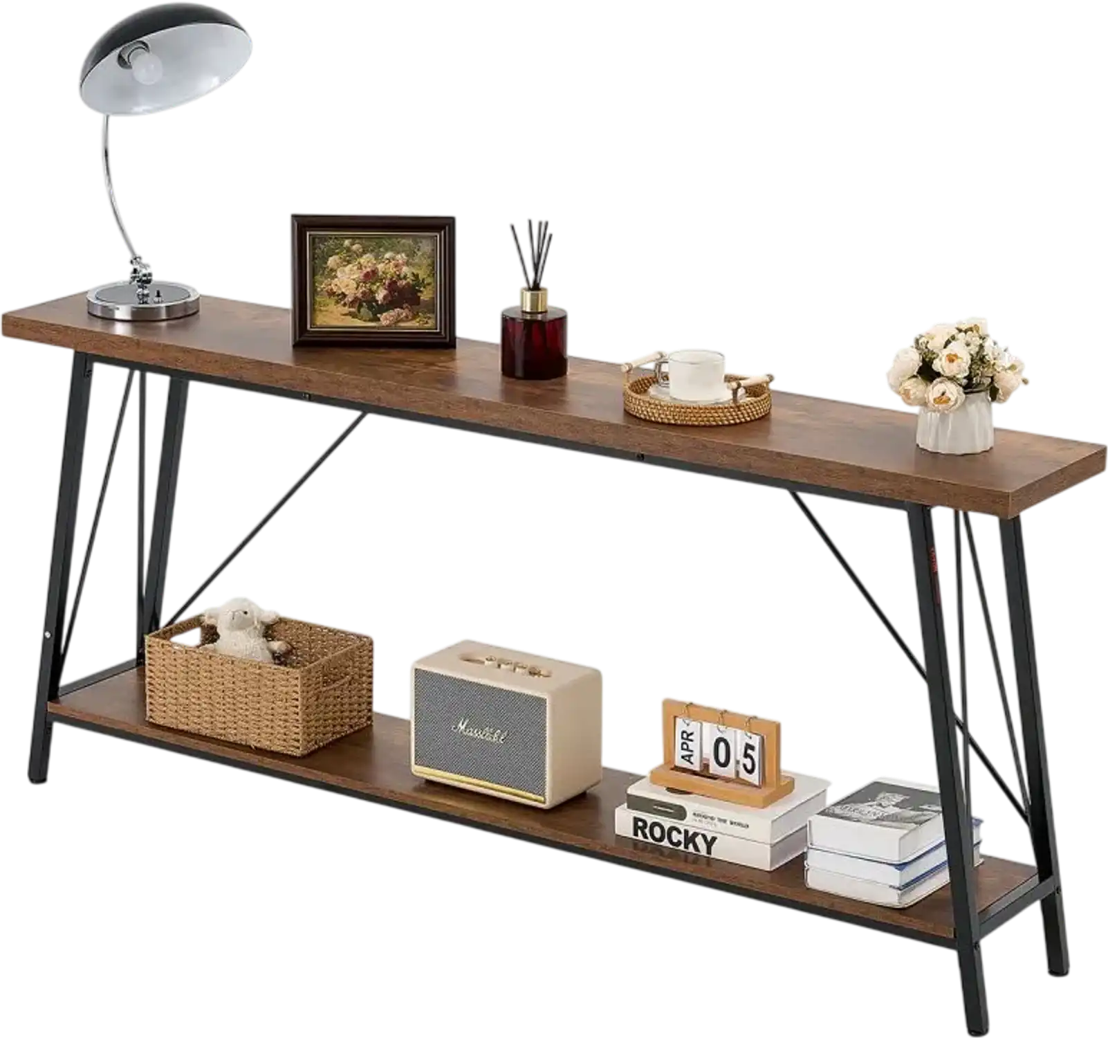 Vevor Console Table Narrow 2-Tier Sofa Table 70.9