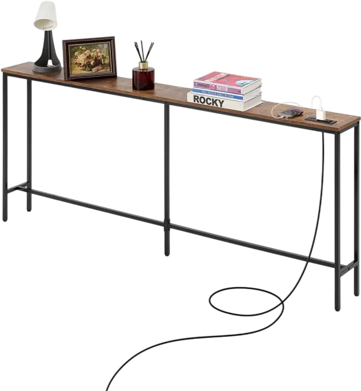 Vevor Console Table Narrow Sofa Table with Power Outlets 70.9