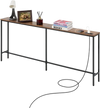 VEVOR Narrow Console Table, 70.9" Behind Couch Table with Power Outlets, 1-Tier Long Entryway Table, Narrow Sofa Table with Metal Frame and Charge Station, for Entryway, Hallway, Living Room